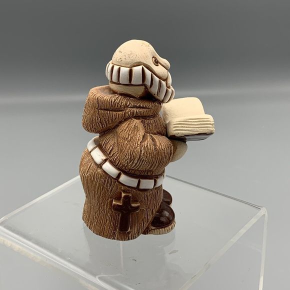 Uruguay Studio Pottery Unhooded Priest Monk Holding Book Bible Religious Signed - Picture 3 of 11